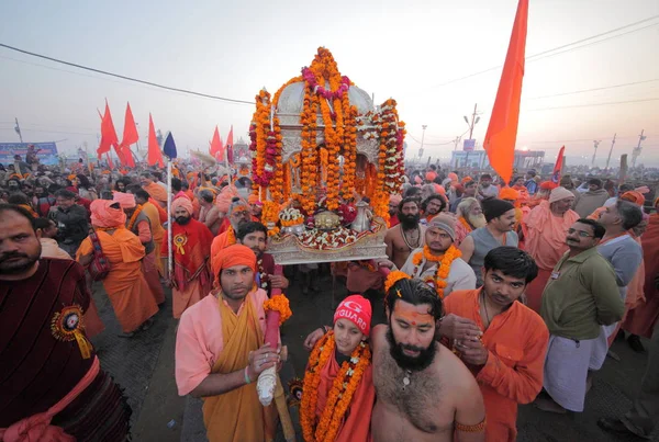 Foule Festival Kumbh Mela Grand Rassemblement Religieux Monde Allahabad Uttar — Photo