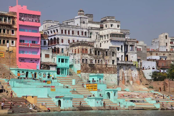 Hinduiska Heliga Staden Ganges Ganga Varanasi Banaras Uttar Pradesh Indien — Stockfoto