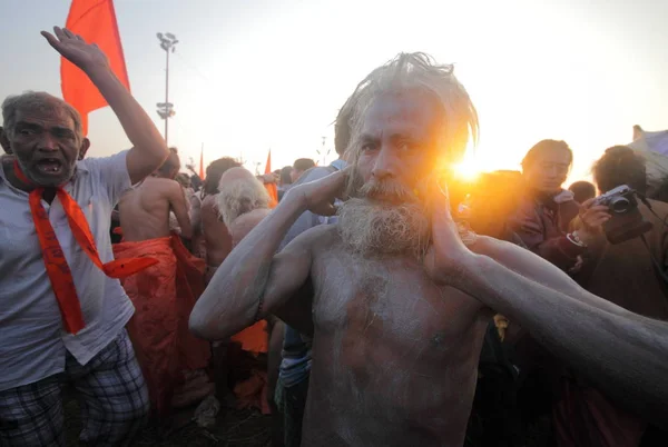 Foule Festival Kumbh Mela Grand Rassemblement Religieux Monde Allahabad Uttar — Photo