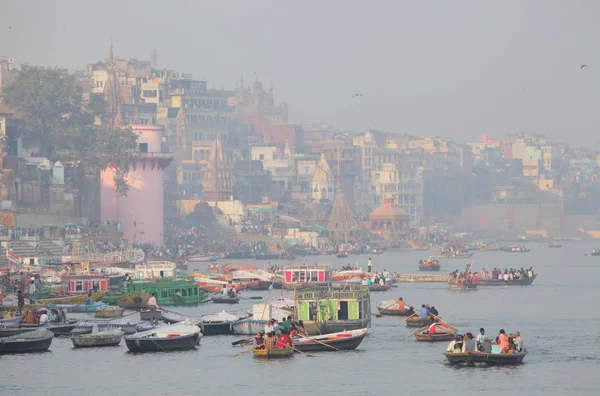 Barcos Río Varanasi Ganges Uttar Pradesh India — Foto de Stock