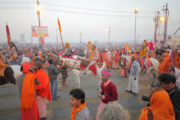 Натовп Фестивалі Kumbh Мела Світі Найбільше Релігійних Збір Аллахабад Уттар — стокове фото