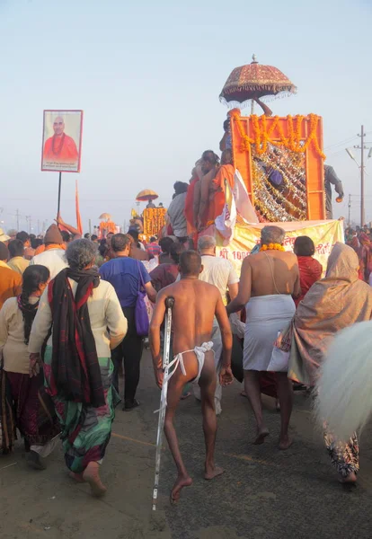 Kalabalık Kumbh Mela Festival Dünyanın Büyük Dini Toplama Allahabad Uttar — Stok fotoğraf