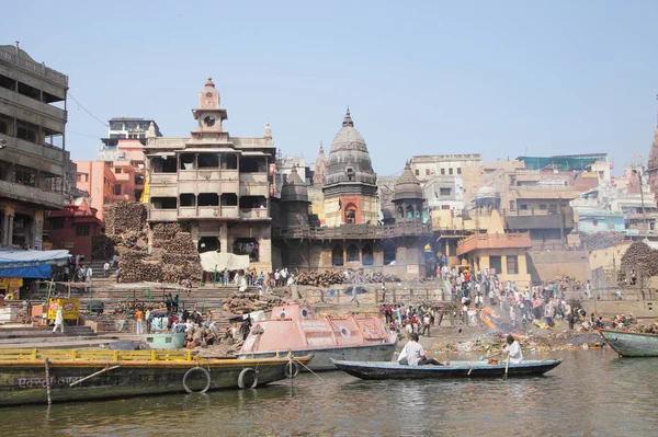 Barcos Rio Varanasi Ganges Uttar Pradesh Índia — Fotografia de Stock