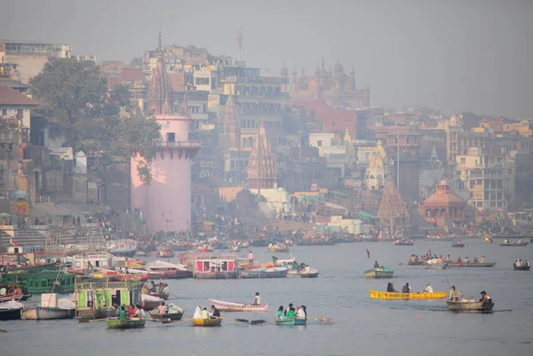 Barcos Río Varanasi Ganges Uttar Pradesh India — Foto de Stock