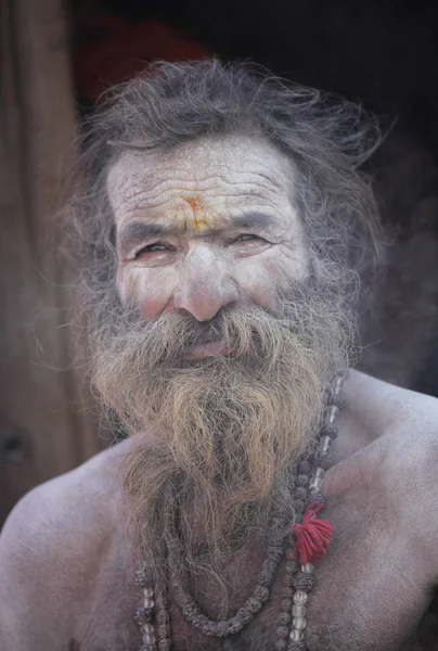 Sadhu Indian Holy Man Kumbh Mela Festival Świecie Największym Religijne — Zdjęcie stockowe