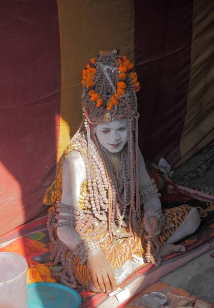 Sadhu Homem Santo Indiano Festival Kumbh Mela Maior Encontro Religioso — Fotografia de Stock