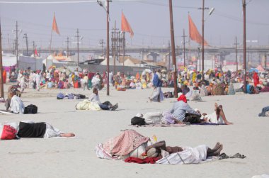 insanlar Kumbh Mela Festival, dünyanın en büyük dini toplama, Allahabad, Uttar Pradesh, Hindistan.