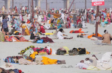 insanlar Kumbh Mela Festival, dünyanın en büyük dini toplama, Allahabad, Uttar Pradesh, Hindistan.