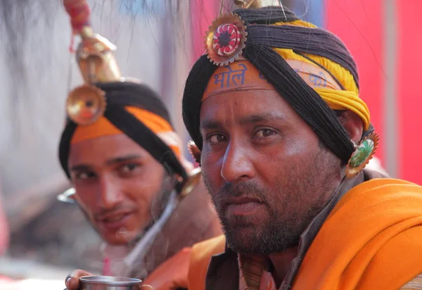 Yerel Erkekler Kumbh Mela Festival Dünyanın Büyük Dini Toplama Allahabad — Stok fotoğraf