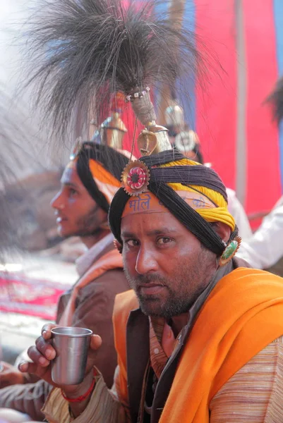 Hommes Locaux Festival Kumbh Mela Grand Rassemblement Religieux Monde Allahabad — Photo