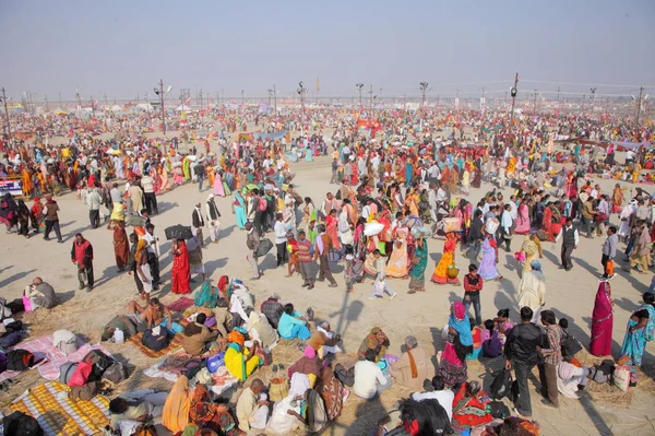 Люди Kumbh Mela Фестивалі Світі Величиною Релігійних Збір Аллахабад Уттар — стокове фото