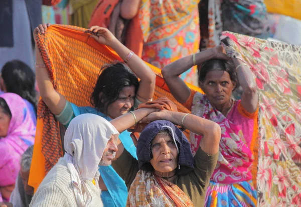 Люди Kumbh Mela Фестивалі Світі Величиною Релігійних Збір Аллахабад Уттар — стокове фото