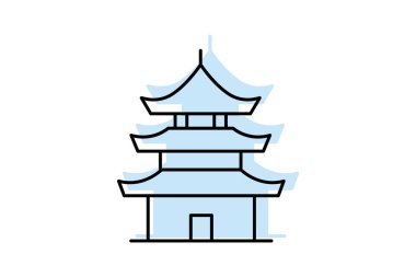Pagoda Binası, vektör, piksel mükemmel, illüstratör dosyası