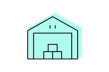 Depo binası, vektör, piksel mükemmel, illüstratör dosyası