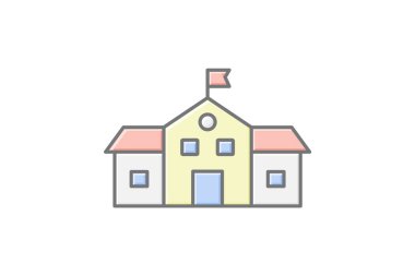 Okul binası, vektör, piksel mükemmel, illüstratör dosyası