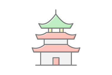 Pagoda Binası, vektör, piksel mükemmel, illüstratör dosyası