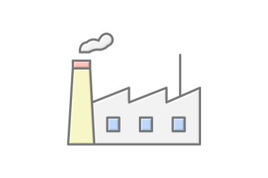 Fabrika Binası, vektör, piksel mükemmel, illüstratör dosyası