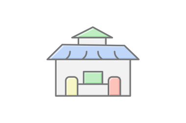 Ticaret Fuarı Binası, vektör, piksel mükemmel, illüstratör dosyası