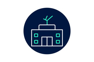 Televizyon istasyonu binası, vektör, piksel mükemmel, illüstratör dosyası