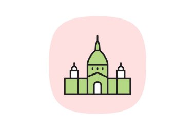 Katedral Binası, vektör, piksel mükemmel, illüstratör dosyası