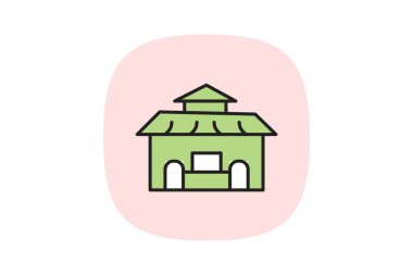 Ticaret Fuarı Binası, vektör, piksel mükemmel, illüstratör dosyası