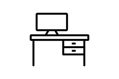 Bilgisayar Masası, vektör, piksel mükemmel, illüstratör dosyası