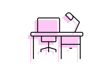 Ofis masası, vektör, piksel mükemmel, illüstratör dosyası