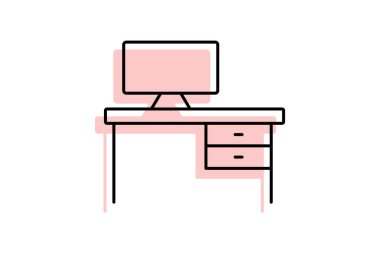 Bilgisayar Masası, vektör, piksel mükemmel, illüstratör dosyası