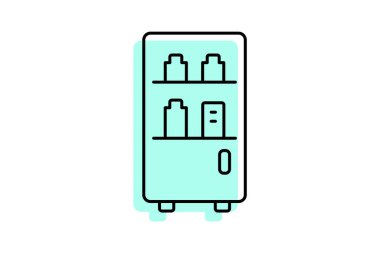 Ofis Meşrubat Buzdolabı, vektör, piksel mükemmel, illüstratör dosyası