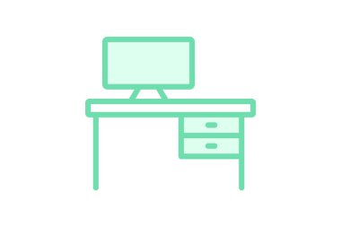 Bilgisayar Masası, vektör, piksel mükemmel, illüstratör dosyası