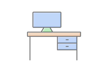 Bilgisayar Masası, vektör, piksel mükemmel, illüstratör dosyası