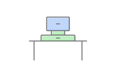 Dizüstü bilgisayar Masa, vektör, piksel mükemmel, illüstratör dosyası