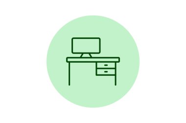 Bilgisayar Masası, vektör, piksel mükemmel, illüstratör dosyası