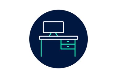 Bilgisayar Masası, vektör, piksel mükemmel, illüstratör dosyası