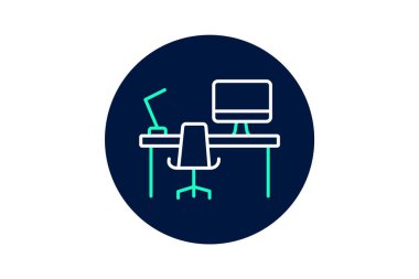 Ofis Çalışma İstasyonu, vektör, piksel mükemmel, illüstratör dosyası