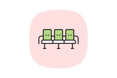 Bekleme Alanı Sandalyeleri, vektör, piksel mükemmel, illüstratör dosyası