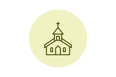 Ahşap kilise, vektör, piksel mükemmel, illüstratör dosyası