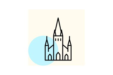 Gotik Katedral, vektör, piksel mükemmel, illüstratör dosyası