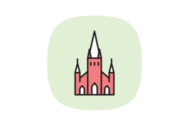 Gotik Katedral, vektör, piksel mükemmel, illüstratör dosyası