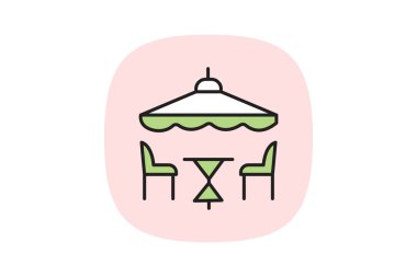 Çatı Restoranı, vektör, piksel mükemmel, illüstratör dosyası