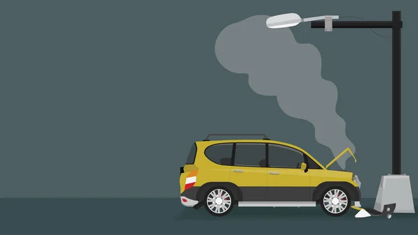 Schaden Unfall Mit Lichtmast Auto Kann Nicht Fahren Aus Dem — Stockvektor