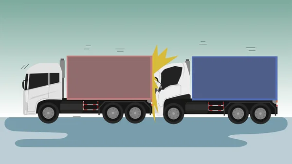 Unfall Mit Zwei Containertransportern Schwerer Schaden Hinteren Auto — Stockvektor