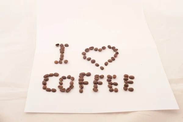 The inscription I love coffee beans coffee — Stock Photo, Image