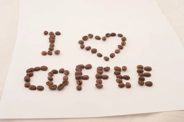 Die Aufschrift i love coffee bohnen coffee — Stockfoto