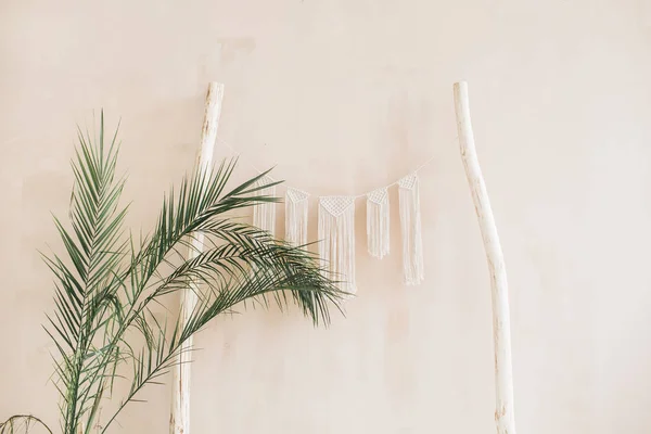 Design Interiores Casa Mínima Ramos Palma Tropical Decoração Boho Parede — Fotografia de Stock