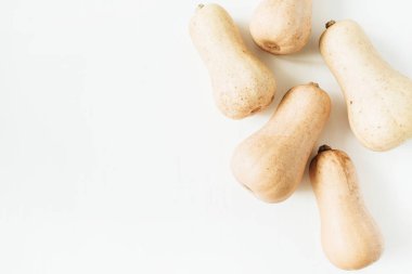 Balkabağı beyaz arka plan üzerinde. Düz yatıyordu, en iyi görünümü sonbahar sonbahar konsepti.