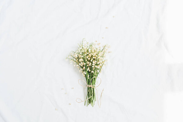 Lily of valley flowers on white background