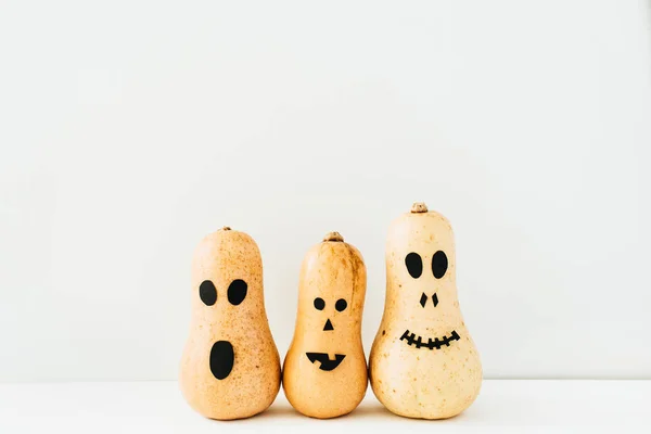 Diversión Cara Miedo Calabazas Halloween Sobre Fondo Blanco — Foto de Stock