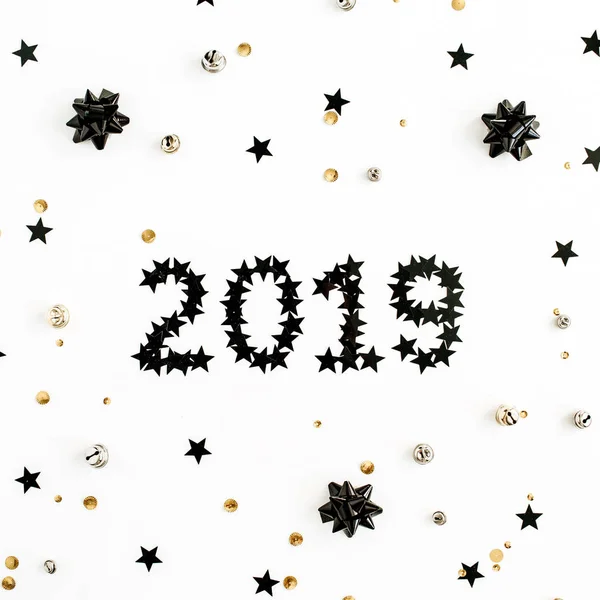 Pırıltılı Glitter Dekorasyonu Ile Yeni Yıl 2019 Arka Plan — Stok fotoğraf