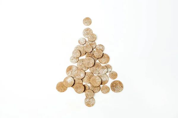 Árvore Natal Feita Biscoitos Gengibre Fundo Branco Deitado Plano Vista — Fotografia de Stock